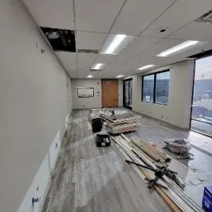 Commercial work area prepared for Vernon water damage reconstruction